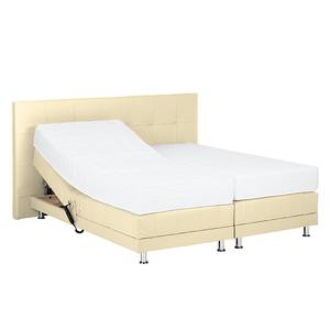 Boxspring Denver echt leer zonder topper - Beige - 140 x 200cm - H2 zacht