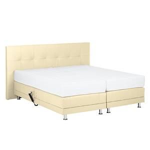 Boxspring Denver echt leer zonder topper - Beige - 140 x 200cm - H2 zacht