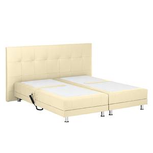 Boxspring Denver echt leer zonder topper - Beige - 140 x 200cm - H2 zacht