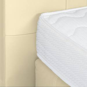 Lit boxspring Denver Cuir véritable Sans surmatelas - Beige - 140 x 200cm - D2 souple