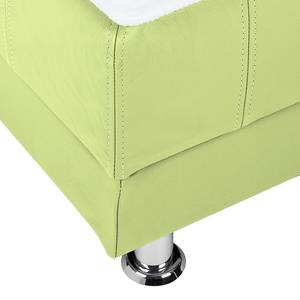 Lit boxspring Denver Cuir véritable Sans surmatelas - Vert clair - 140 x 200cm - D2 souple