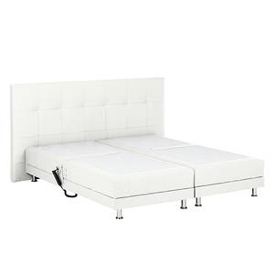 Boxspringbett Denver Echtleder - Ohne Topper - Weiß - 140 x 200cm - H2