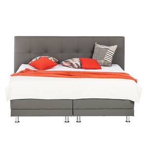 Boxspringbett Denver Echtleder Ohne Topper - Grau - 140 x 200cm - H3