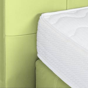 Lit boxspring Denver Cuir véritable Sans surmatelas - Vert clair - 140 x 200cm - D3 medium