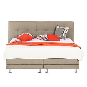 Boxspringbett Denver (motorisch verstellbar) - Echtleder - Schlamm - 140 x 200cm - H3