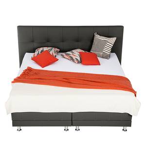 Boxspringbett Denver (motorisch verstellbar) - Echtleder - Schwarz - 140 x 200cm - H3