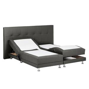 Boxspringbett Denver (motorisch verstellbar) - Echtleder - Schwarz - 140 x 200cm - H3