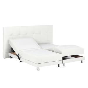 Boxspringbett Denver (motorisch verstellbar) - Echtleder - Weiß - 140 x 200cm - H3