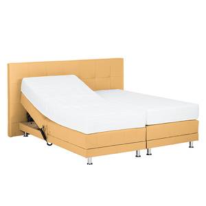 Lit boxspring Denver Cuir véritable Sans surmatelas - Jaune - 160 x 200cm - D2 souple