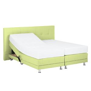 Boxspring Denver echt leer zonder topper - Lichtgroen - 160 x 200cm - H2 zacht