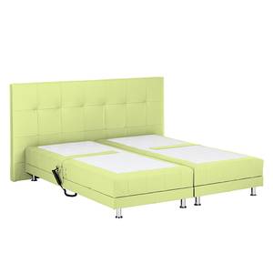 Boxspring Denver echt leer zonder topper - Lichtgroen - 160 x 200cm - H2 zacht