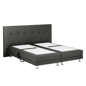 Boxspringbett Denver (motorisch verstellbar) - Echtleder - Schwarz - 160 x 200cm - H2