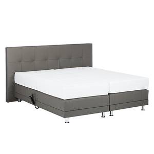 Boxspringbett Denver (motorisch verstellbar) - Echtleder - Grau - 160 x 200cm - H3