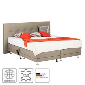 Boxspringbett Denver (motorisch verstellbar) - Echtleder - Schlamm - 160 x 200cm - H3