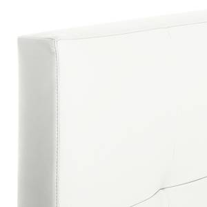 Lit boxspring Denver Cuir véritable Sans surmatelas - Blanc - 160 x 200cm - D3 medium