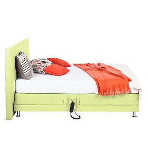 Lit boxspring Denver Cuir véritable Sans surmatelas - Vert clair - 180 x 200cm - D2 souple