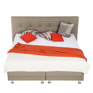 Lit boxspring Denver Cuir véritable Sans surmatelas - Limon - 180 x 200cm - D3 medium