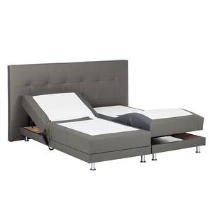 Boxspring Denver echt leer zonder topper - 200 x 200cm - H3 vanaf 80kg - Grijs