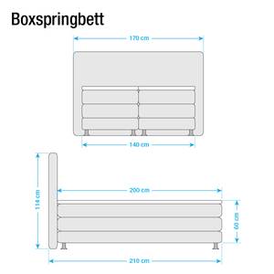 Boxspringbett Denver Echtleder Ohne Topper - Braun - 140 x 200cm - H2