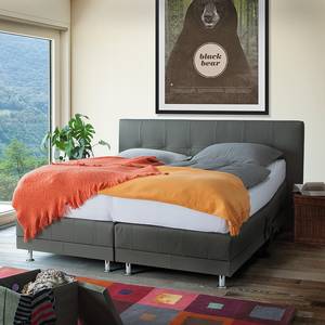 Boxspringbett Denver (motorisch verstellbar) - Echtleder - Grau - 140 x 200cm - H3