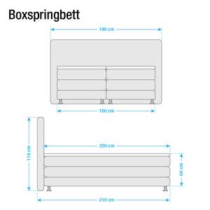 Boxspringbett Denver Echtleder - Ohne Topper - Weiß - 160 x 200cm - H2