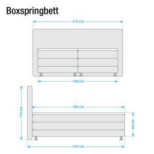 Boxspringbett Denver Echtleder Ohne Topper - Beige - 180 x 200cm - H2