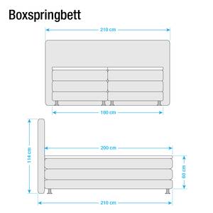 Boxspringbett Denver Echtleder - Ohne Topper - Grau - 180 x 200cm - H2