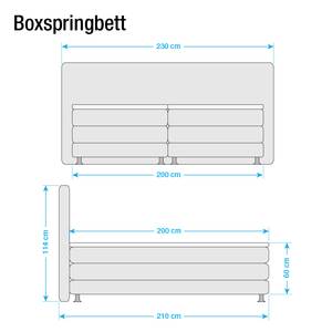 Boxspringbett Denver Echtleder Ohne Topper - Beige - 200 x 200cm - H3