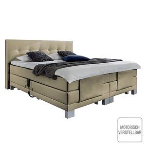 Lit boxspring Diamond Night Textile écru 180 x 200 cm - Beige - 160 x 200cm - D2 souple