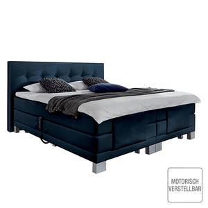 Lit boxspring Diamond Night Textile écru 180 x 200 cm - Bleu foncé - 160 x 200cm - D2 souple