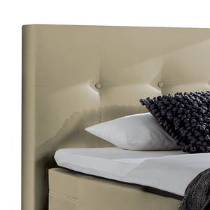 Boxspring Brilliant Night écru textile met motor - Beige - 160 x 200cm - H2 zacht