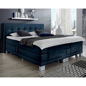 Boxspring Brilliant Night écru textile met motor - Donkerblauw - 160 x 200cm - H3 medium