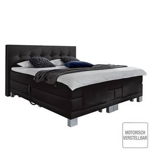 Boxspring Brilliant Night écru textile met motor - Zwart - 160 x 200cm - H3 medium