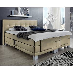 Lit boxspring Diamond Night Textile écru 180 x 200 cm - Beige - 180 x 200cm - D2 souple