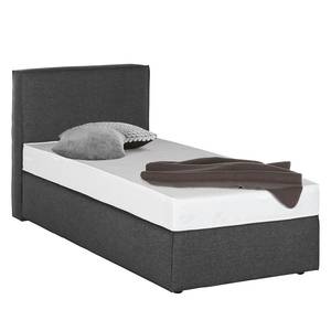 Boxspringbett Cyra I Webstoff - Anthrazit - 100 x 200cm - Tonnentaschenfederkernmatratze - H3