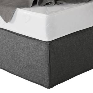 Boxspring Cyra I geweven stof - Antraciet - 100 x 200cm - Bonell-binnenveringmatras - H2 zacht