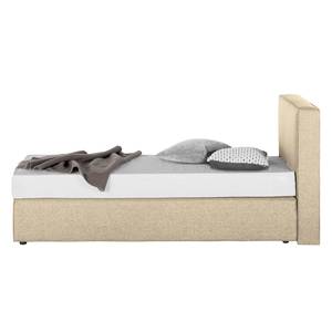 Lit boxspring Cyra I Tissu - Beige - 100 x 200cm - Matelas à ressorts Bonnell - D2 souple