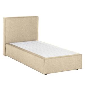 Boxspring Cyra I geweven stof - Beige - 100 x 200cm - Bonell-binnenveringmatras - H2 zacht