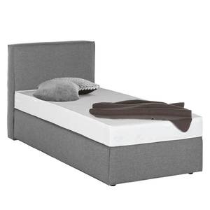 Lit boxspring Cyra I Tissu - Gris - 100 x 200cm - Matelas de mousse froide - D2 souple