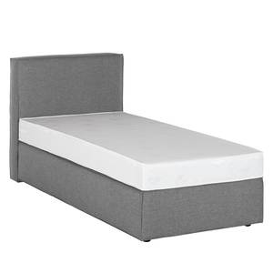 Boxspring Cyra I geweven stof - Grijs - 100 x 200cm - Koudschuimmatras - H2 zacht