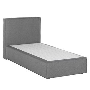 Boxspring Cyra I geweven stof - Grijs - 100 x 200cm - Koudschuimmatras - H2 zacht