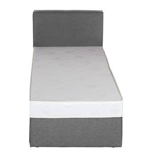 Boxspring Cyra I geweven stof - Grijs - 100 x 200cm - Koudschuimmatras - H2 zacht