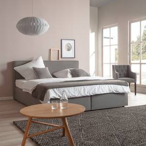 Boxspring Cyra I geweven stof - Grijs - 180 x 200cm - Bonell-binnenveringmatras - H2 zacht