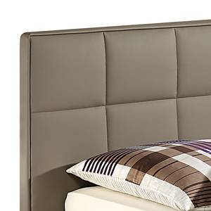 Boxspringbett Elay Kunstleder Kunstleder - Taupe - 100 x 200cm - Tonnentaschenfederkernmatratze - H3