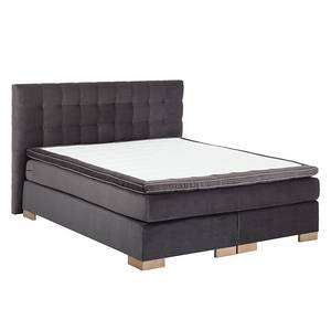 Boxspringbett Ellen inklusive Topper - Strukturstoff Grau