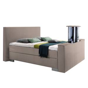 Lit boxspring Emperial Night II Gris chiné - 200 x 200cm - Matelas à ressorts bombés ensachés - D2 souple