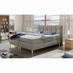 Boxspringbett Ensenada Webstoff / Birke massiv - Sandgrau