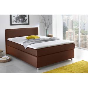 Boxspringbett Frimley (inkl. Topper) Webstoff - Braun / Chrom - Braun