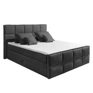 Lit boxspring Gimba Avec coffres de lit et surmatelas - Tissu - Anthracite