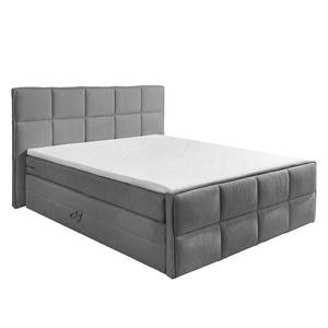 Boxspring Gimba incl. opbergruimte en topper - geweven stof - Grijs